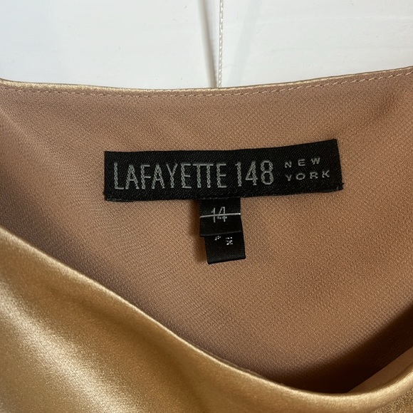 Lafayette 148 New York. Gold 100% Silk Strapped Top. - Picture 3 of 7
